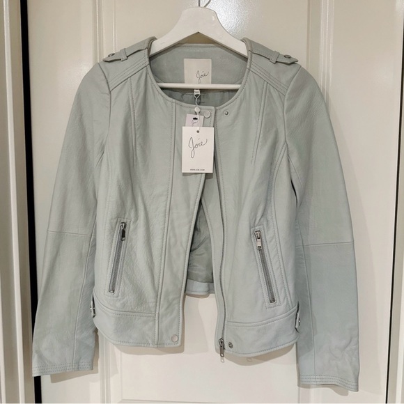 NWT Joie Lamb Leather Jacket Mint Green - Picture 1 of 5